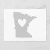Minnesota Shaped Gray Heart Minnesotan Love Adore Briefkaart (Voorkant)