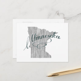 Minnesota Shaped Gray Typografie Name Briefkaart
