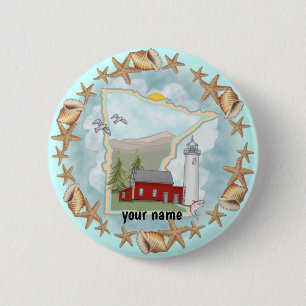 Minnesota Shells Lighthouse-pinknop Ronde Button 5,7 Cm