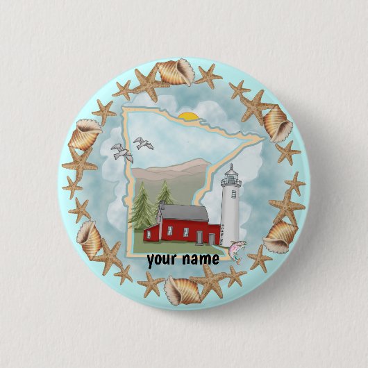 Minnesota Shells Lighthouse-pinknop Ronde Button 5,7 Cm (Voorkant)