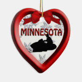 Minnesota Snowmobile Heart Kerstannament Keramisch Ornament (Rechts)