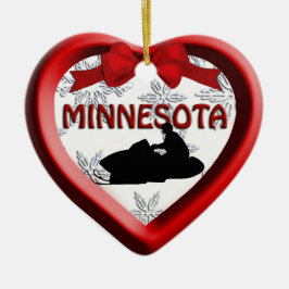 Minnesota Snowmobile Heart Kerstannament Keramisch Ornament