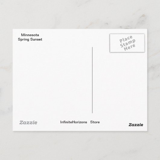 Minnesota Spring Sunset Briefkaart (Achterkant)