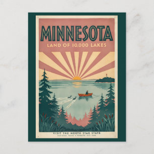 Minnesota staat illustratie reis kunst vintage briefkaart