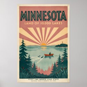Minnesota staat illustratie reis kunst vintage poster