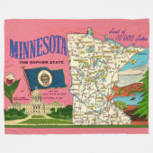 Minnesota Staat Kaart Throw Fleece Deken (Voorkant (Horizontaal))