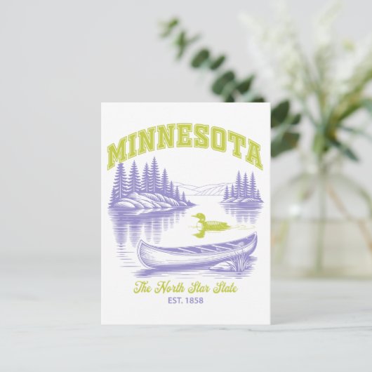 Minnesota staat voor North Star State East. 1858 M Briefkaart (Staand voorkant)