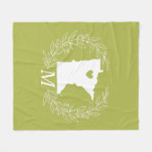 Minnesota-staatskaart met schaarblad monogram fleece deken (Voorkant (Horizontaal))