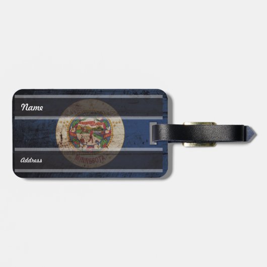 Minnesota Staatsvlag op Oude Houtstructuur Bagagelabel (Achterkant horizontaal)