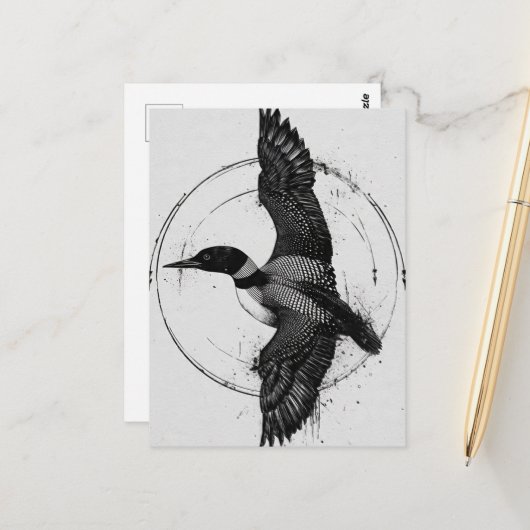 Minnesota State Bird Loon in Flight Briefkaart (Voorkant / Achterkant in situ)