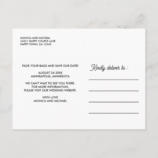 MINNESOTA State Destination Weddenschap IEDERE KLE Aankondigingskaart (Achterkant)