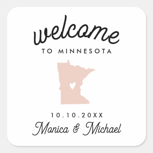 MINNESOTA State Destination Weddenschap IEDERE KLE Vierkante Sticker (Voorkant)