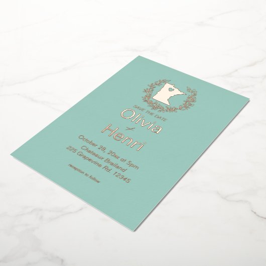 Minnesota State Destination Wedding Folie Uitnodiging (Gedraaid)