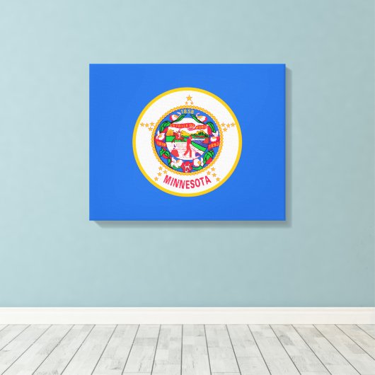 Minnesota State Flag Design Canvas Afdruk (Insitu (Houten vloer))