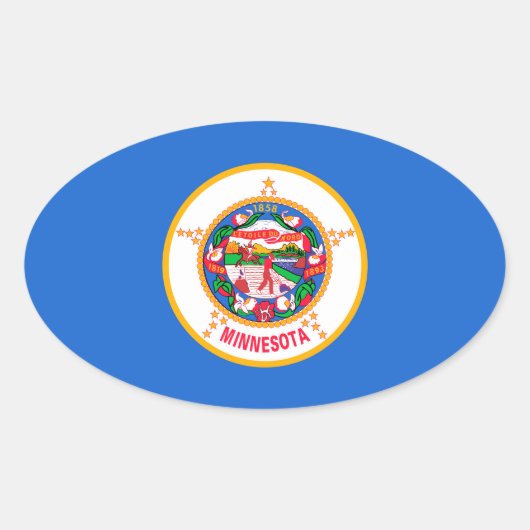 Minnesota State Flag Design Ovale Sticker (Voorkant)