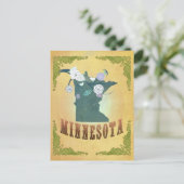  Minnesota State Kaart- Passievrucht geel Briefkaart (Staand voorkant)