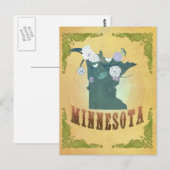  Minnesota State Kaart- Passievrucht geel Briefkaart (Voorkant / Achterkant)