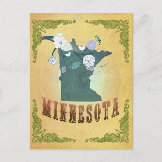  Minnesota State Kaart- Passievrucht geel Briefkaart (Voorkant)