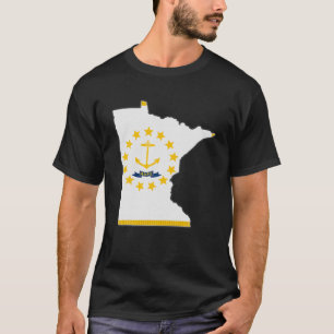 MINNESOTA STATE MAP RHODE ISLAND RI Flag Roots Man T-shirt