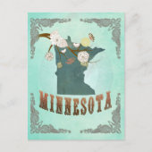  Minnesota State Map - Turquoise Blue Briefkaart (Voorkant)