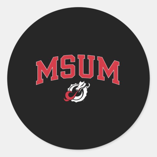 Minnesota State Moorhead Dragons Arch Over Ronde Sticker (Voorkant)