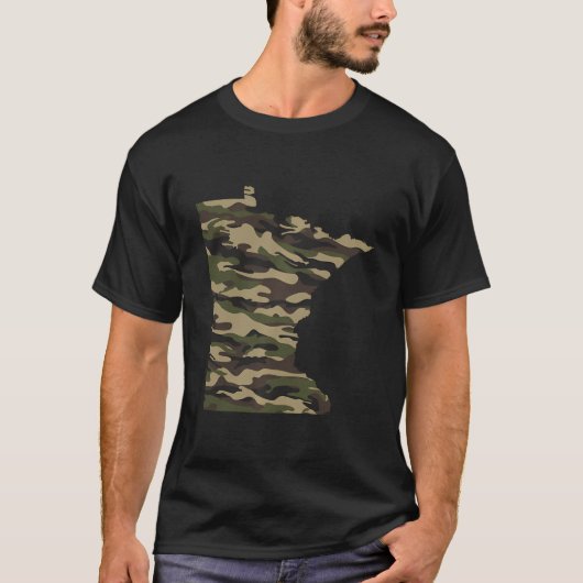 Minnesota State Outline Herten Hunter Camo T-shirt (Voorkant)
