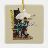 Minnesota State Photo insert and town name Keramisch Ornament (Voorkant)