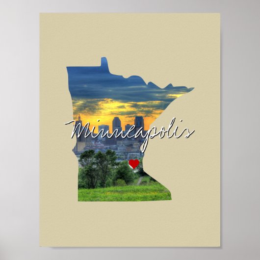 Minnesota State Photo insert and town name Poster (Voorkant)