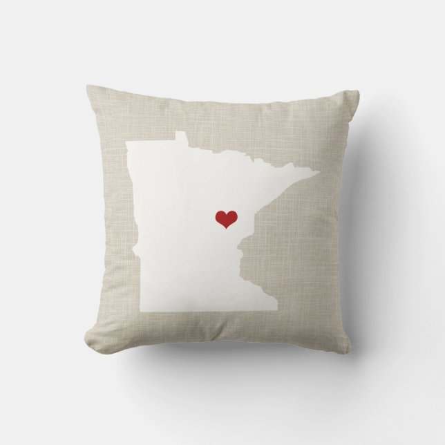 Minnesota State Pillow Faux Linen gepersonaliseerd Kussen