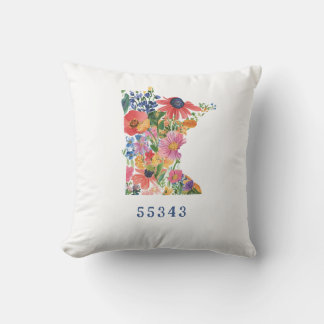 Minnesota State Pillow met Bloemen Silhouet Kussen