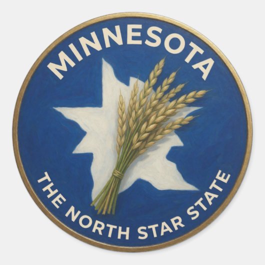 Minnesota State Pride Graan Embleem 🌾 Ronde Sticker (Voorkant)