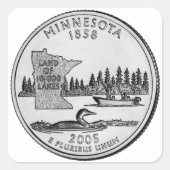 Minnesota State Quarter Vierkante Sticker (Voorkant)