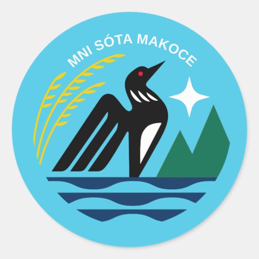 Minnesota State Seal and Bird Ronde Sticker (Voorkant)
