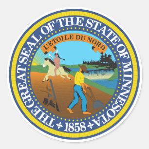 Minnesota State Seal Emblem Ronde Sticker
