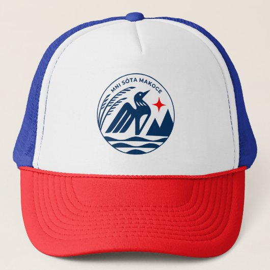 Minnesota State Seal in blauw wit & rood Trucker Pet (Voorkant)