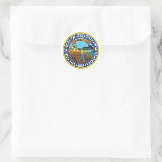 Minnesota State Seal - Ronde Sticker (Tas)
