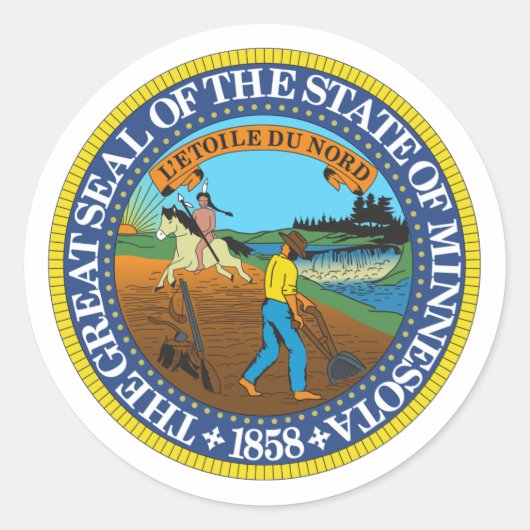 Minnesota State Seal - Ronde Sticker (Voorkant)