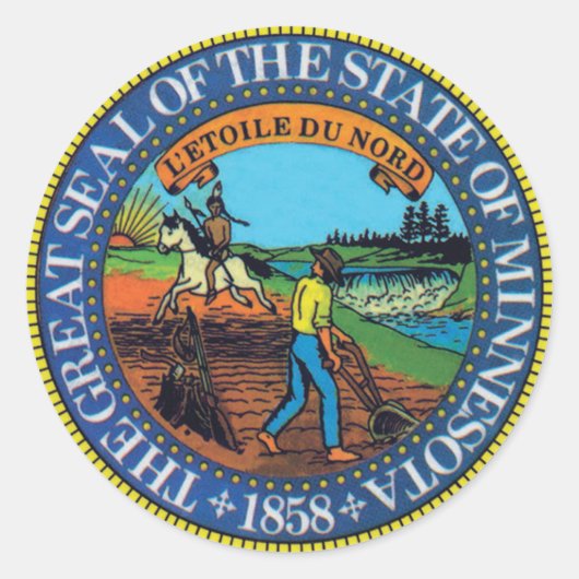 Minnesota State Seal Ronde Sticker (Voorkant)