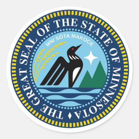 Minnesota State Seal Ronde Sticker (Voorkant)