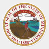 Minnesota State Seal Ronde Sticker (Voorkant)
