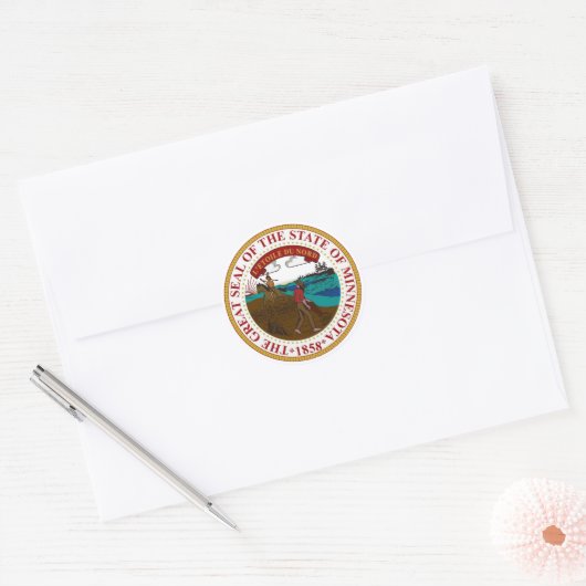 Minnesota State Seal Ronde Sticker (Envelop)