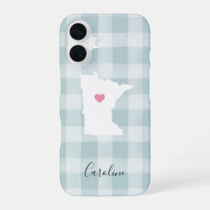 Minnesota State Silhouette Rustic Mint Schotse Rui iPhone 16 Hoesje