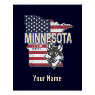 Minnesota State Verenigde Staten Kaart  Verenigde  Perfect Poster