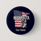 Minnesota State Verenigde Staten Kaart  Verenigde  Ronde Button 5,7 Cm (Voorkant)