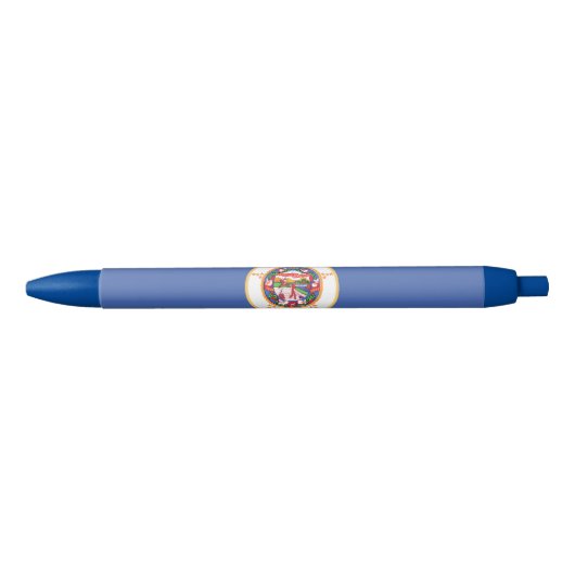 Minnesota State Vlag Blauwe Inkt Pen (Voorkant)