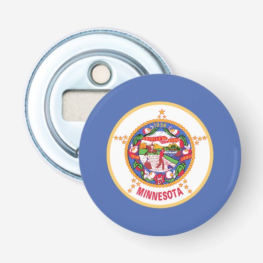 Minnesota State Vlag Button Flesopener (Voorkant)