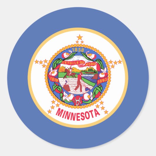 Minnesota State Vlag Ronde Sticker (Voorkant)