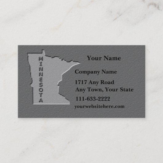 Minnesota State Zakelijke kaart gebeeldhouwde sten Visitekaartje (Voorkant)