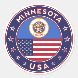 Minnesota sticker, telefoontas, tas, klok ronde sticker