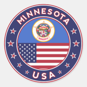 Minnesota sticker, telefoontas, tas, klok ronde sticker